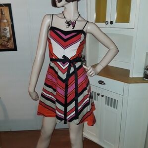 Striped A Line Spaghetti Strap Dress